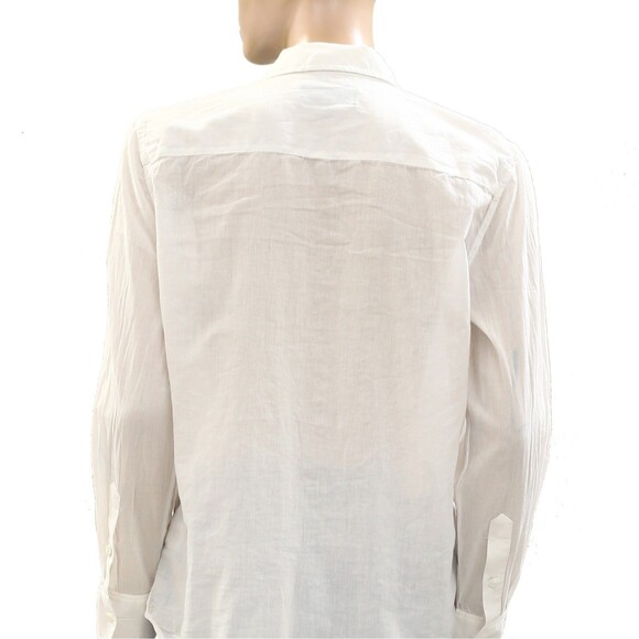 Nili Lotan Nathael Shirt Tunic Top Buttondown Ruffle Cotton Ivory XL NEW 283653 - Picture 10 of 10